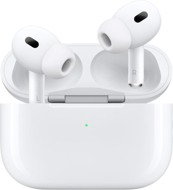 Apple AirPods Pro 2 Wireless Earbuds, Active Noise Cancellation, Hearing Aid Feature, Bluetooth Headphones, Transparency, Personalized Spatial Audio, High-Fidelity Sound